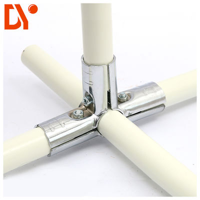 HJ-3 Chrome-plated Metal Pipe Connector for OD 28mm Lean Pipe Warehouse Modular System