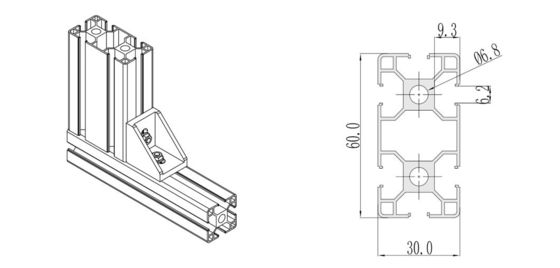 30*60mm Custom Aluminium Profile Industrial Aluminium Alloy Extrusion Profile